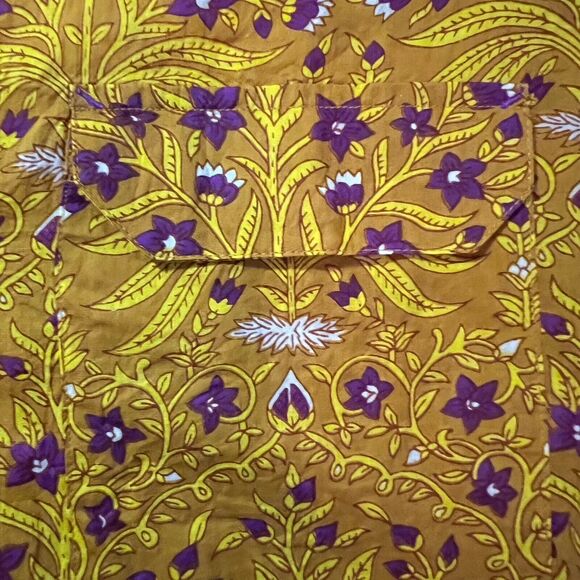 Roller Rabbit‎ Rhône Guy Shirt Floral Yellow Purple Long Sleeve Button Down XS - Picture 5 of 9